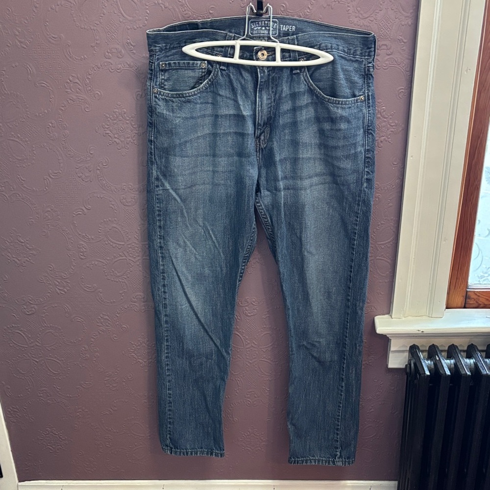 Signature by Levi Strauss Men’s Dark Blue Straight Jeans